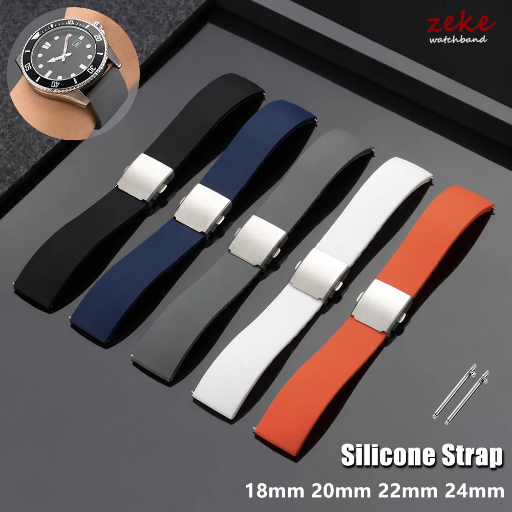 Universal Quick Release Waterproof Sport Silicone Watch Strap - Durable Rubber Wrist Band