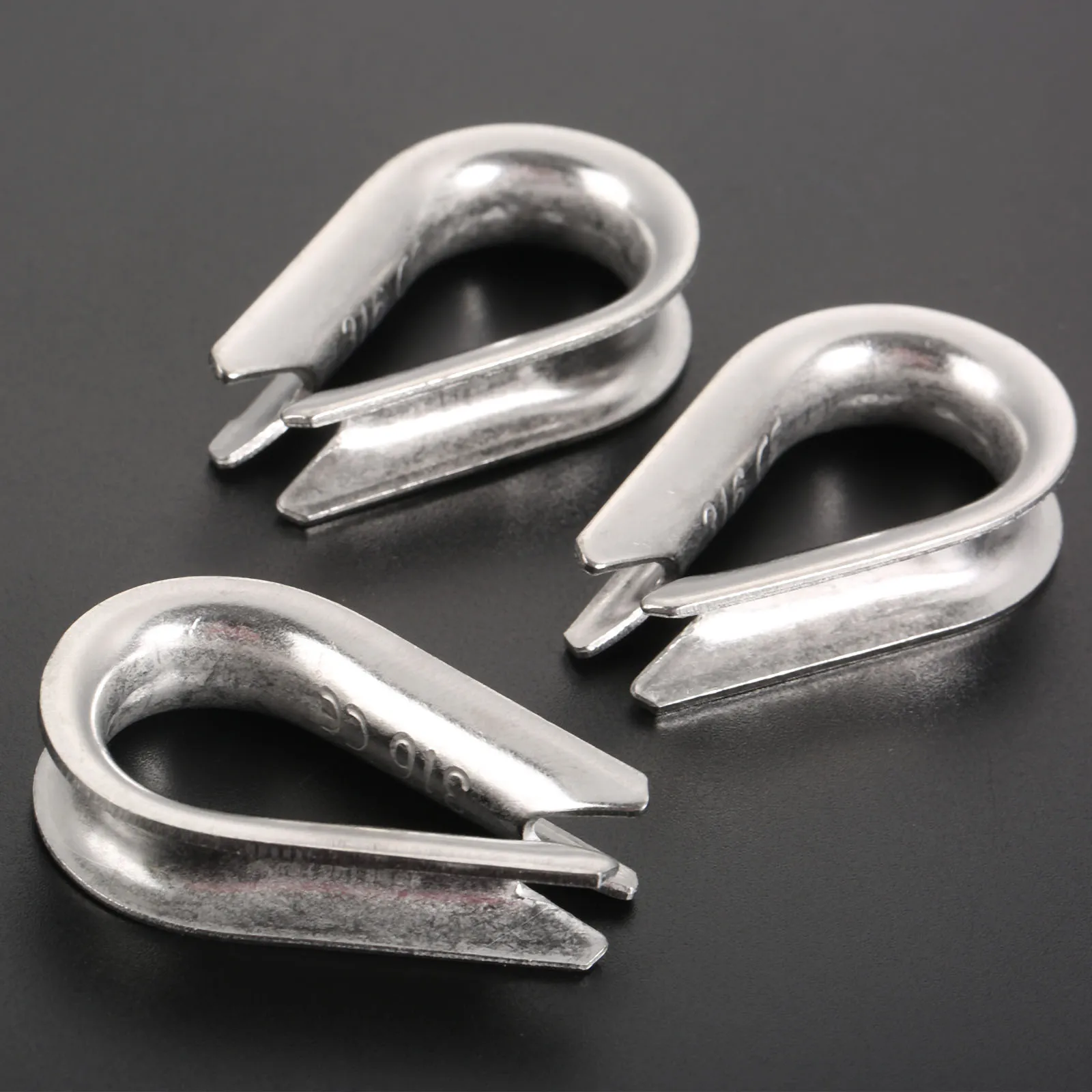 10Pcs Wire Rope Thimbles Marine Grade 316 Stainless Steel for 8mm / 5/16 Inch Diameter Wire Rope/Cable Boats Accessories 10m 304 stainless steel pvc coated steel wire rope soft sling 7 7 clothesline 5mm diameter
