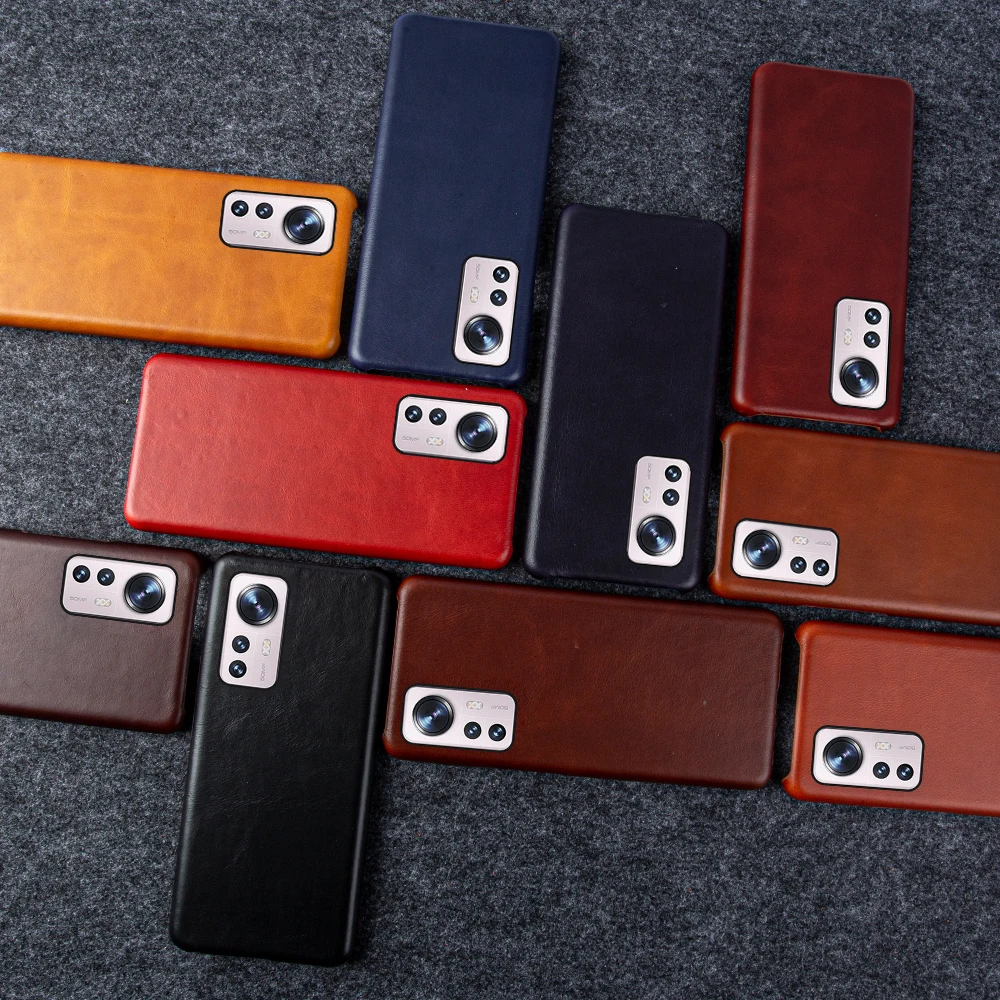 Handmade Genuine Leather Oil Wax Phone Case with Unique Pattern