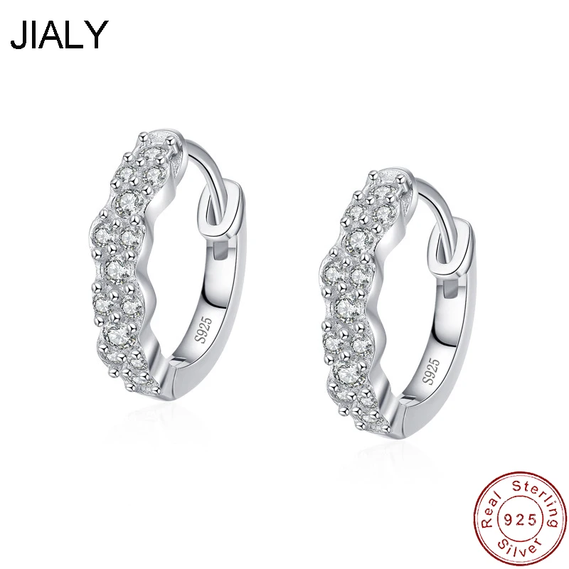 

Fine Fine European Geometry AAA CZ S925 Sterling Silver Hoop Earrings For Women Birthday Party Wedding Gift Jewelry