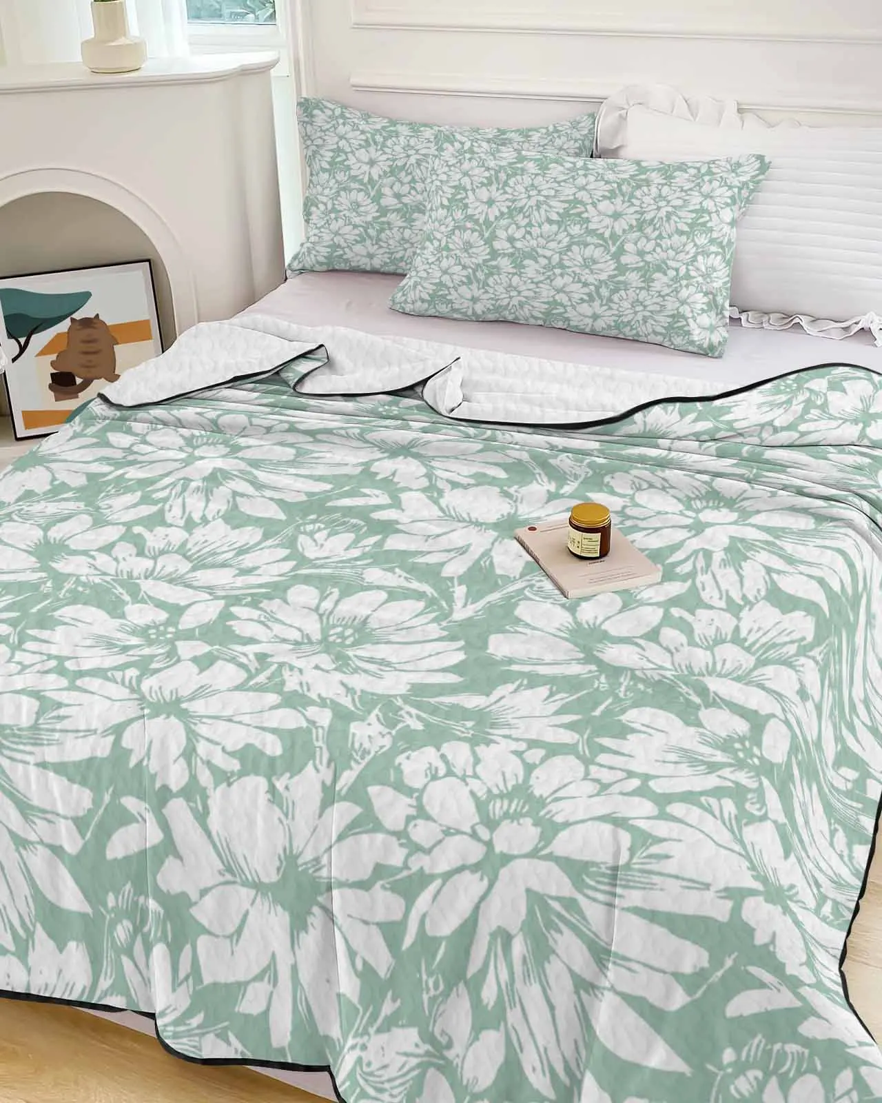 

Chrysanthemum Plants Spring Flower Cooling Blankets Air Condition Comforter Lightweight Summer Quilt for Bed Soft Thin Quilt