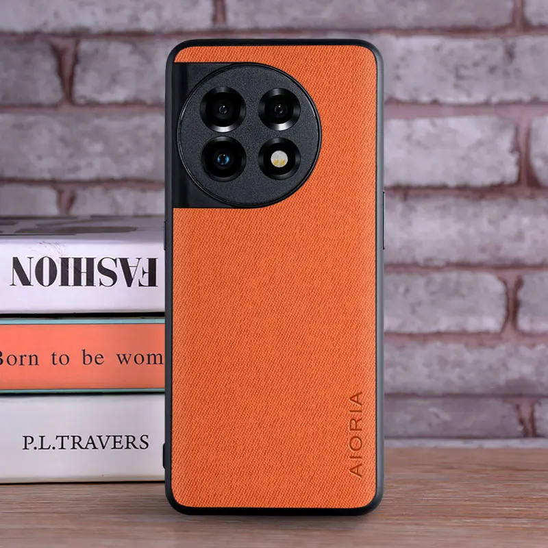 Luxury Textile Leather Skin Phone Case - Soft TPU & Hard Cover