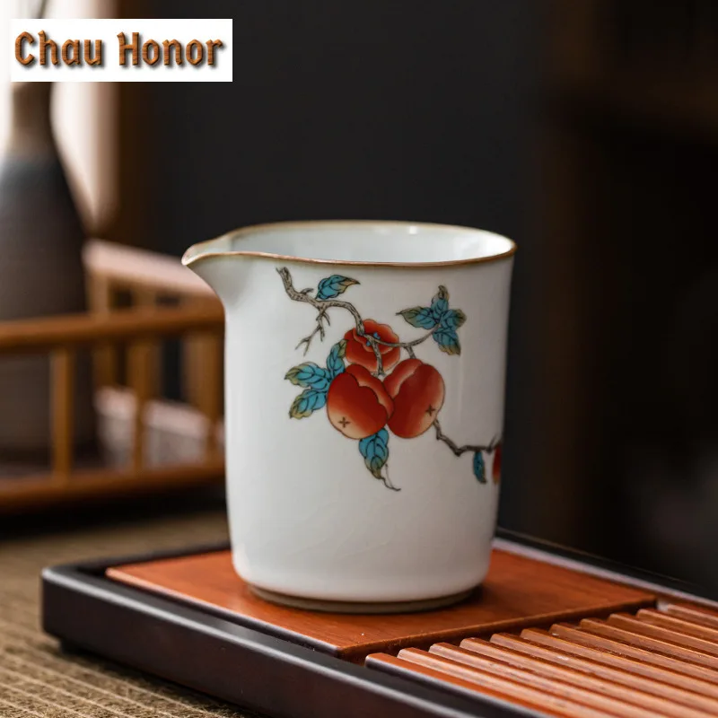 260ml Boutique Ru Kiln Porcelain Tea Pitcher Gracked Glaze Art Cha Hai Justice Cup Divide Tea Serving Cup Chinese Kung Fu Teaset