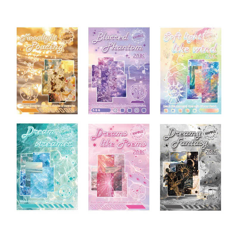 100 pcs Landscape Creative decoration Instagram Collage Notes Non-adhesive material paper hand made Collage material