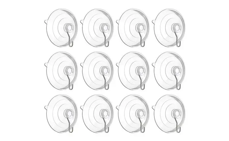 

2.36Inch Suction Cup Hooks 12pcs Transparent Removable Heavy Duty Wall Towel Storage Hanger Hook For Clothes Bathroom accessory
