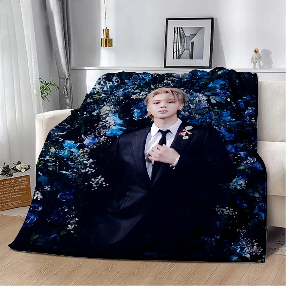 Cartoon Printed Blanket B-BT21S Picnic Blankets Warm Blanket Soft and Comfortable P-ParkS J-JiminS Home Travel Birthday Gift 2