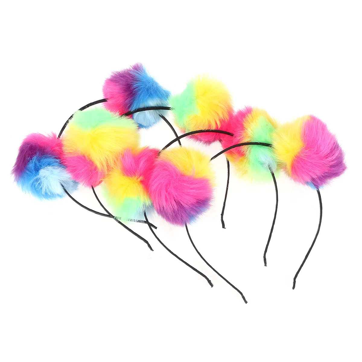 

4 Pcs Colorful Hair Hoop Fuzzy Ball Headband Fluffy Clasp Fashionable Accessory