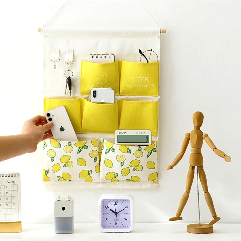 Creative Wall Hanging Storage Bag Fabric Storage Door Hanging Bags for Sundries Cosmetics Wall Pouch Wardrobe Organizer Hang Bag 4