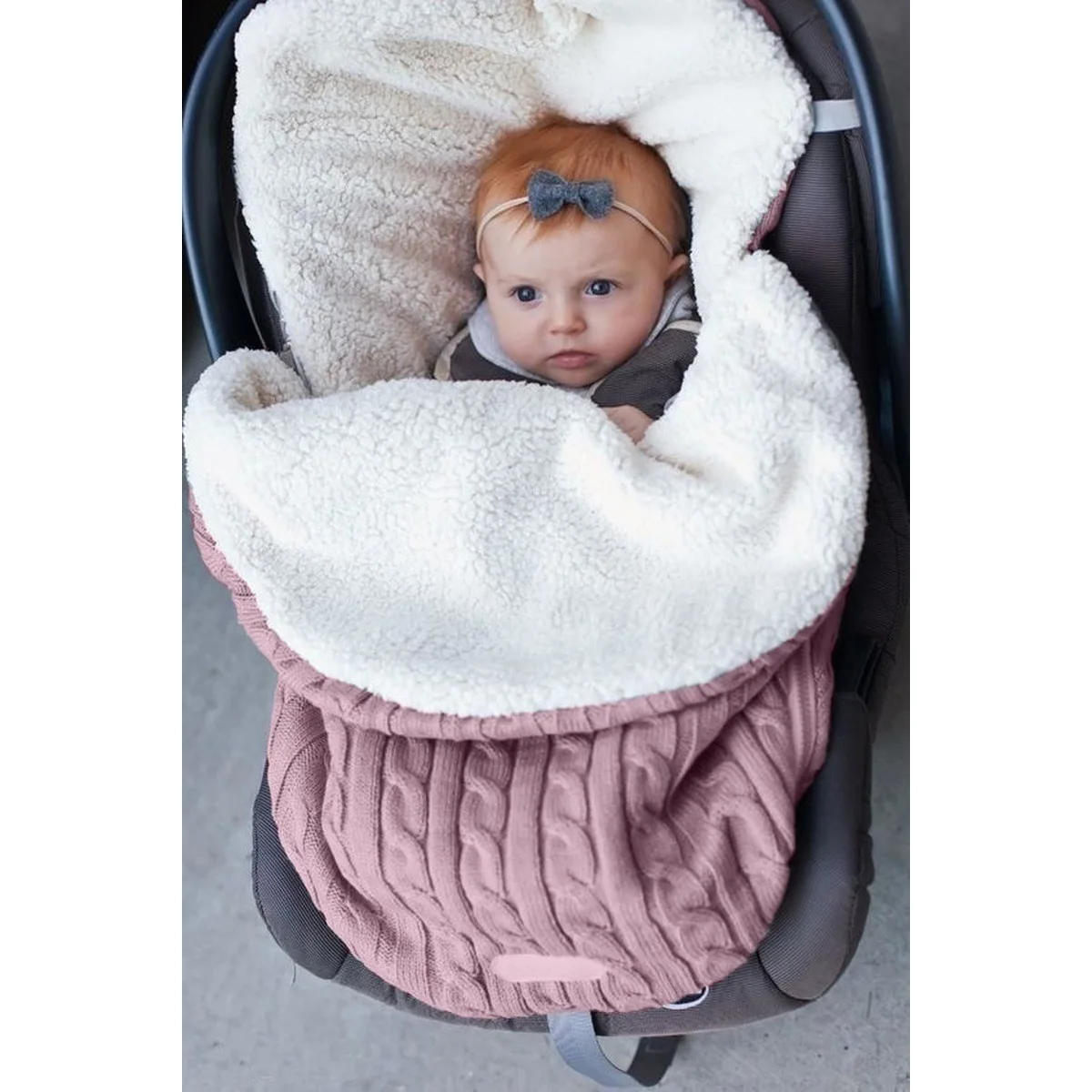 

New Baby Sleeping Bags Winter Stroller Blanket Footmuff Thick Soft Warm Knitted Crochet Wool Swaddle Wrap Infant Sleep Sack