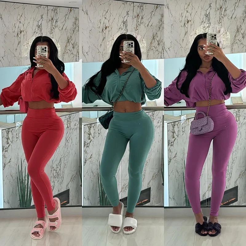 Cross-border spring and autumn new product sexy drawstring waist open button top high waist tight trousers suit women