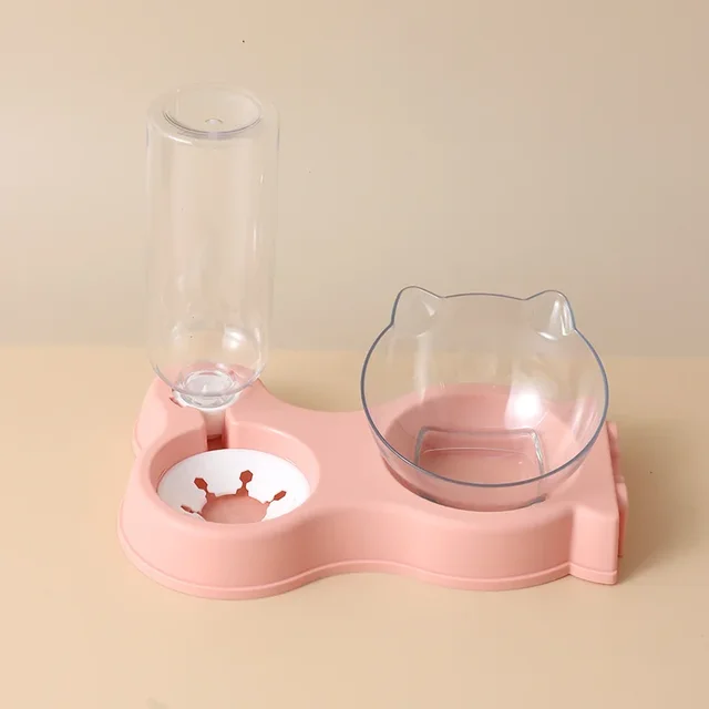 Pet Cat Food Bowl Automatic Feeder All-in-One Splice Dog Cat Food Bowl and Drinking Fountain Drinking Raised Standing Dish Bowl 3