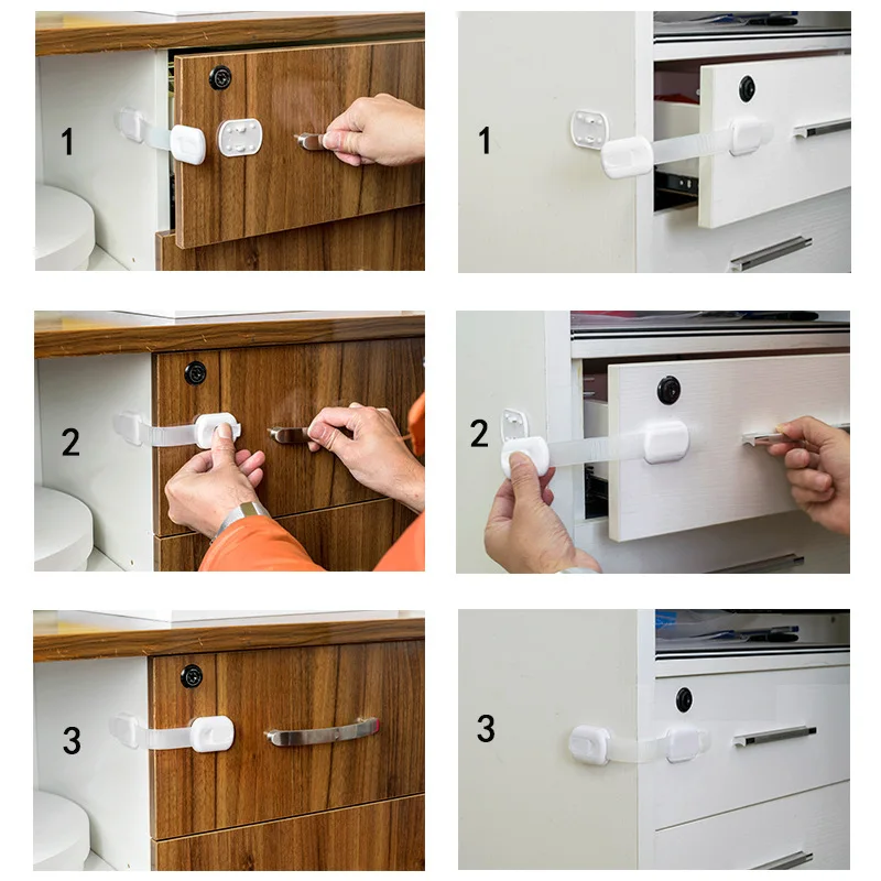 3Pcs Child Lock Protection For Locking Cabinet Cupboard Drawers Refrigerator Oven Toilet Trash Can Doors Children's Safety Kids child safety lock