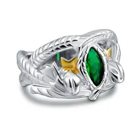 LOTR Aragorn's Ring 925 Sterling Silver Lord of Rings of Barahir Mens Crystal Ring US SIZE 8-13# 2