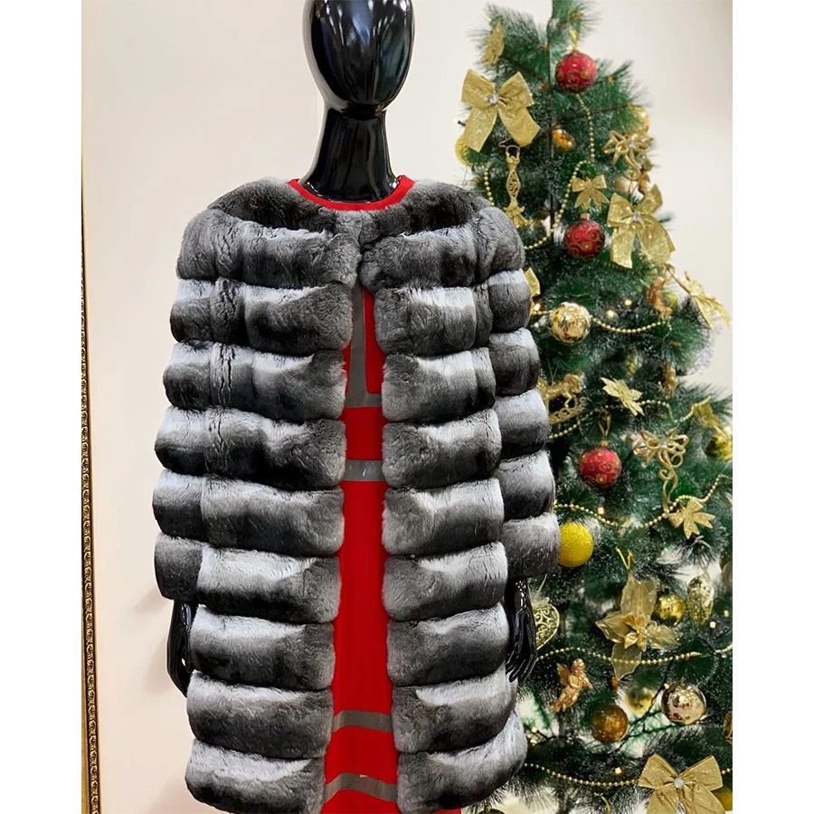 

Women Chinchilla Real Rex Rabbit Fur Coat Genuine Short Fur Jacket High Quality Real Fur Coats Best Selling Styles
