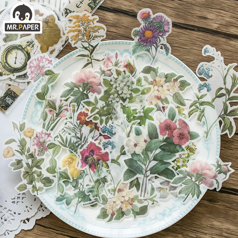 Mr.paper 10 Designs 60 Pcs/bag Vintage Retro Style A Past Series Creative Hand Account Decoration Collage DIY Material Stickers
