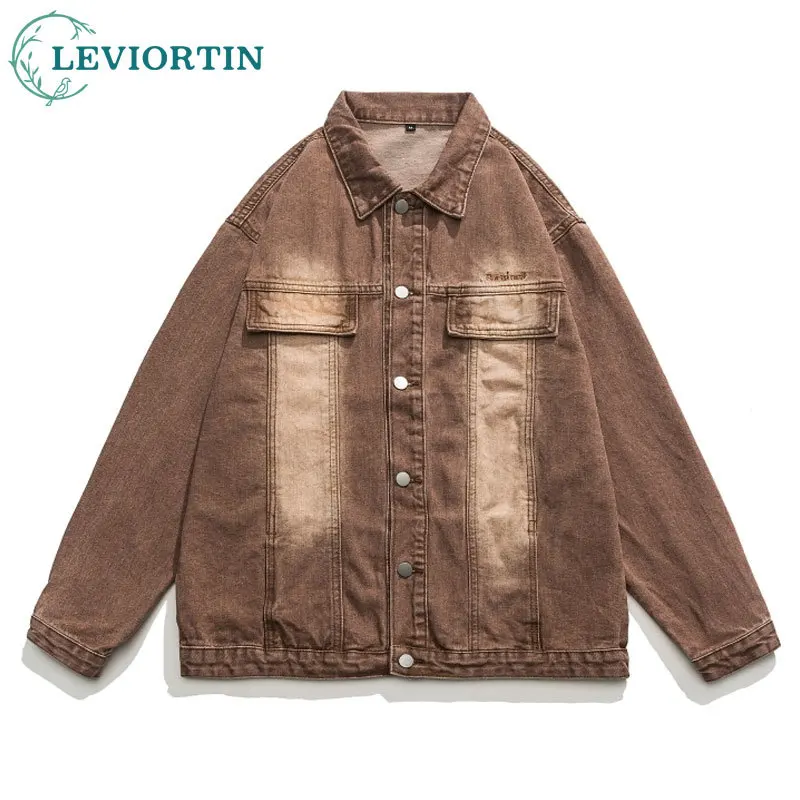 

Streetwear Classic Style Men's Vintage Denim Jacket Spring Autumn High Street Stretch Casual Jeans Coat Male Brand Clothes