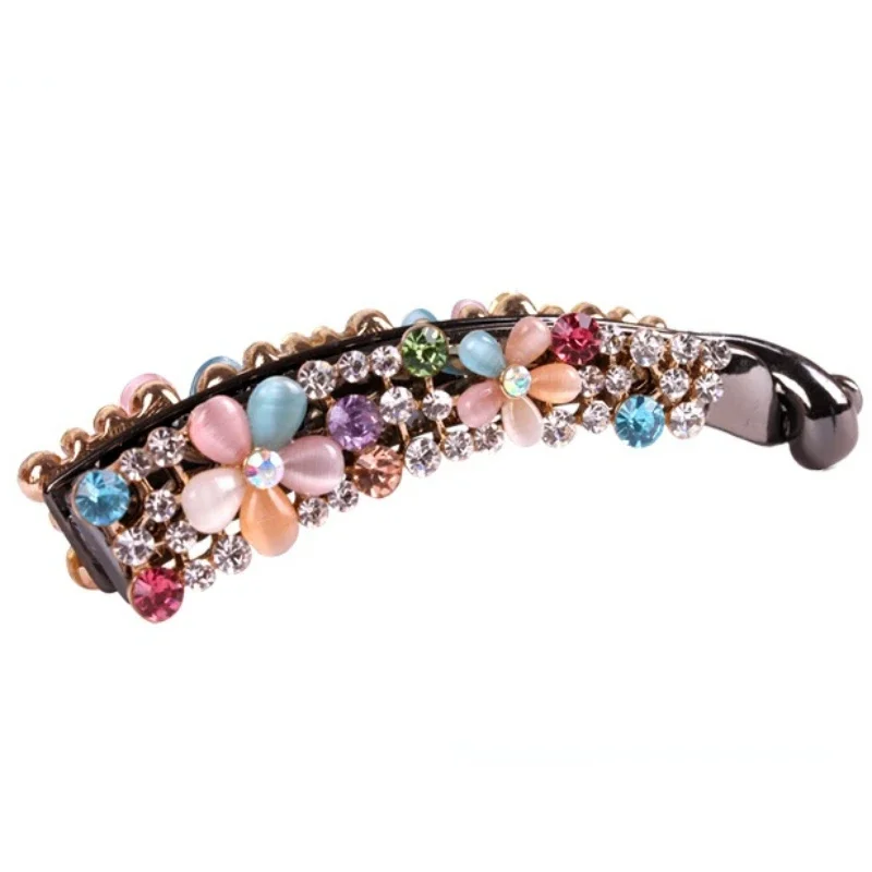 Korean Version Rhinestone Hairpin Banana  Clip Vertical grip  Ponytail  Grip Barrettes for Women Ladies Headdress