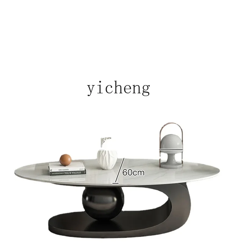 

Каменная тарелка YY, кофейный столик, элегантный современный домашний минималистический Овальный столик для маленькой квартиры, гостиной