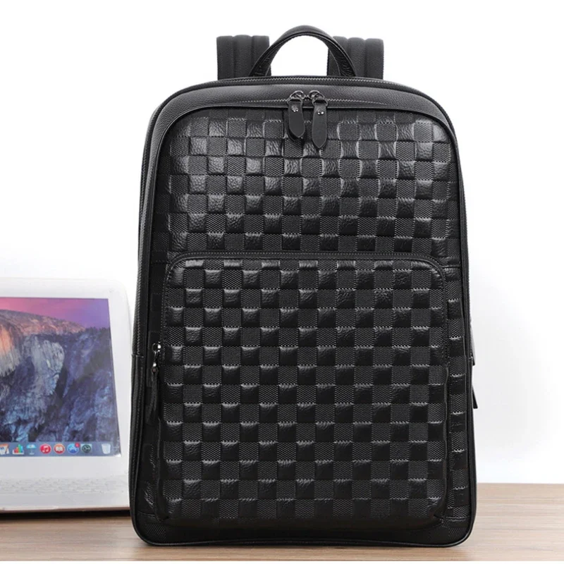 

Men's Multi Compartment Weight Reducing Leather Backpack Business Fashion Large Capacity Computer Headpack Cowhide Travel Bag