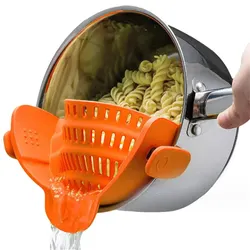 Adjustable Silicone Clip-On Strainer (Orange)