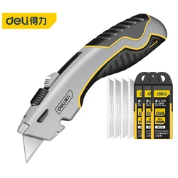 Deli Pocket Knife Box Cutter Heavy Duty Retractable нож Utility Knife Curved Quick-Change Anti-sway Blade for Leather Carpet