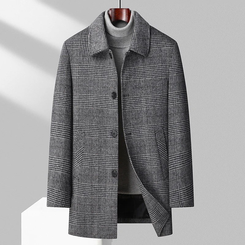 BATMO 2024 New Arrival Winter Top quality white duck down liner wool trench coat men,male thicked warm overcoat size M-4XL 9915 6