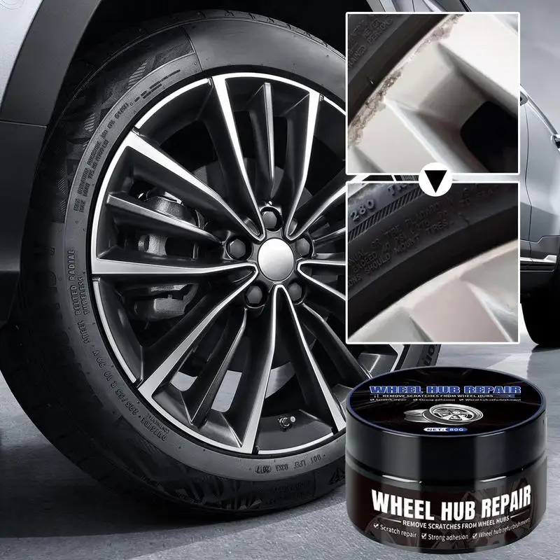 Wheel Polish 80g Car Wheel Scratch Removal Paste with Sponge Hub Cleaner Car Restorer for Repairing Minor Scratches