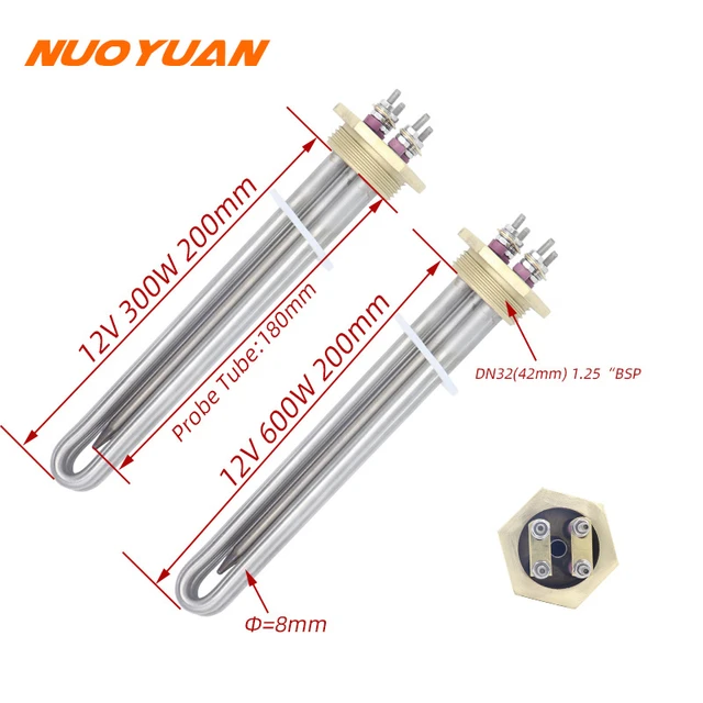 12V Heating Element 300W DC Submersible Heater Resistance DN32 Copper  Flange 1 1/4 BSP Solar Water Heater With Thermostat Tube - AliExpress