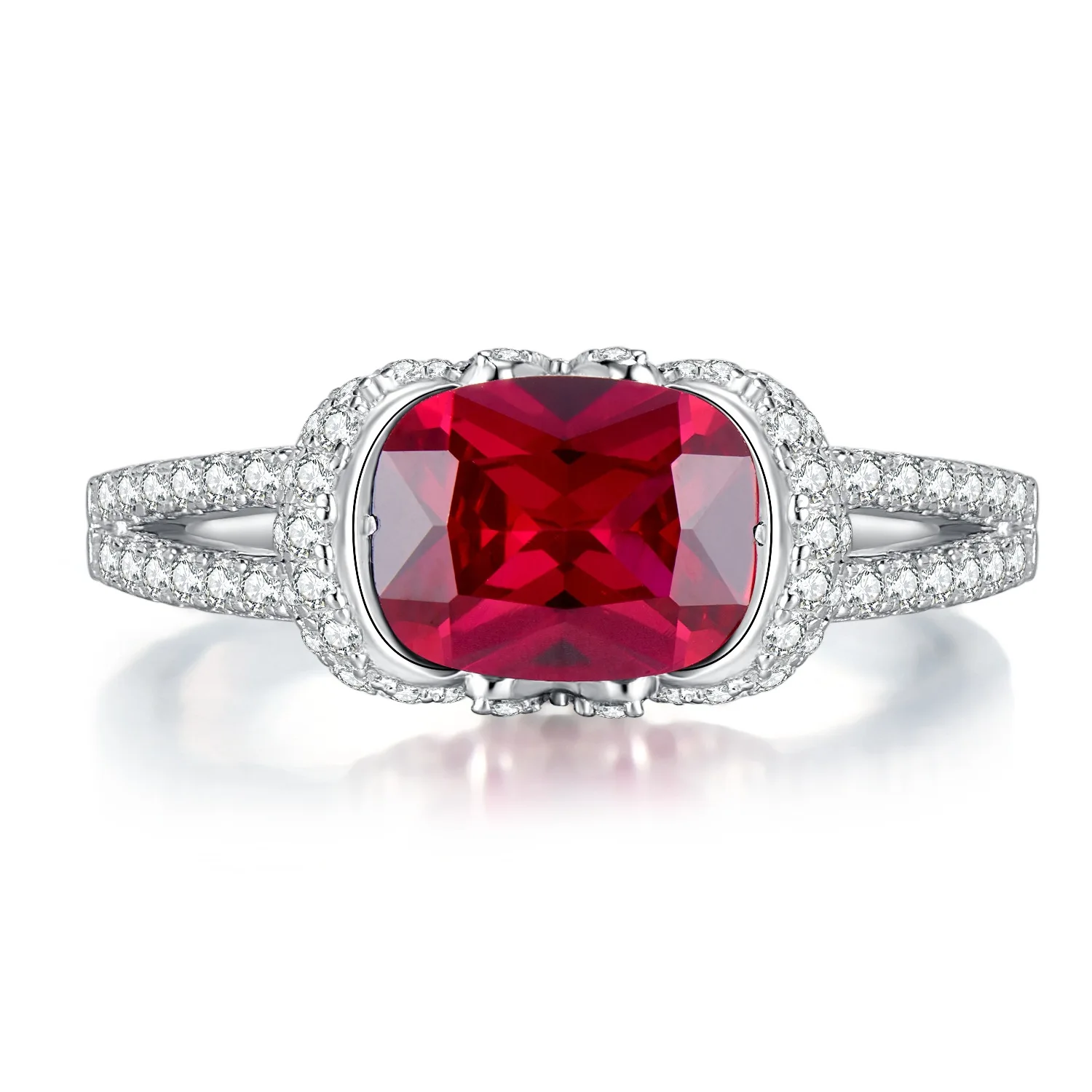 

Jewelry 2023 New 925 Silver Red Treasure 7 * 9 Oval Ring Women's Luxury Micro Inlay Cross border One Piece Shipping