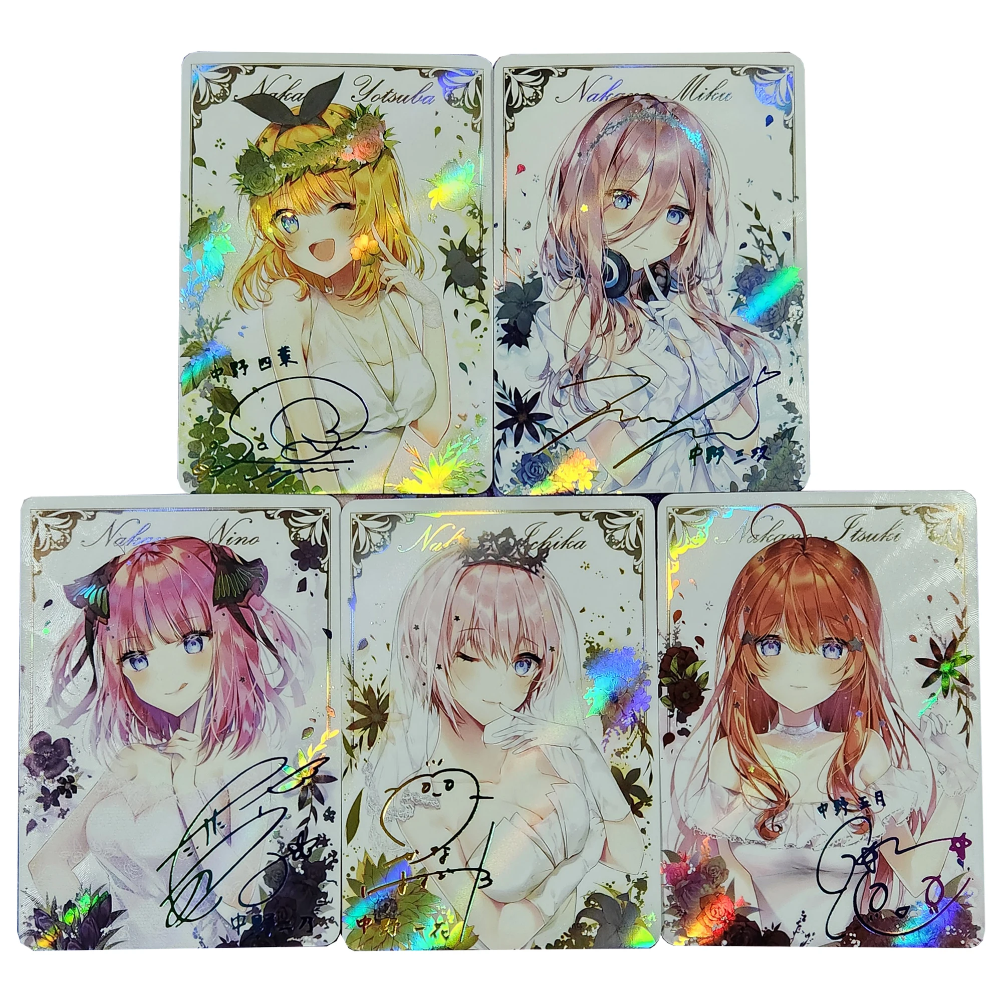 

5Pcs/set Diy Self Made The Quintessential Quintuplets Collection Card Refraction Color Flash Hot Stamp Signature Card Gift Toyss