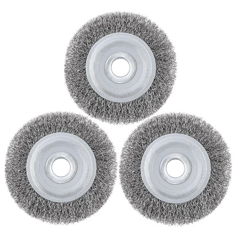 

Retail 3Pcs 100Mm Diameter Stainless Steel Wire Polishing Brush Wheels Set With 16Mm Hole Parallel Shape For Polished Derusting