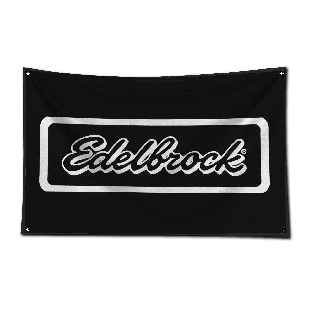 3x5 Ft Racing Car Flag Polyester Digital Printing Edelbrocks Banner for Garage Wall Art Out Door Decoration With Brass Grommets