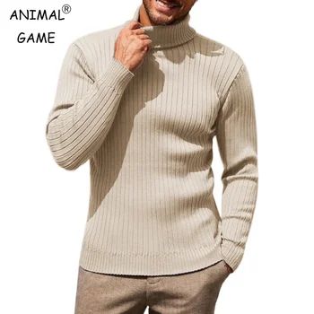 Men's Turtleneck Sweaters Long Sleeve Knitted Lightweight Casual Pullover Sweater Fall Winter Spring Warm Outwear Ribbed Sweater