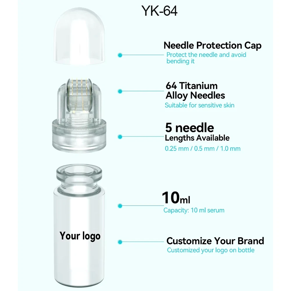 64pin Hydra Derma Roller Titanium Microneedle Dermaroller Hydrating Skin Rejuvenation Anti Wrinkle for Serum Roller No Liquid
