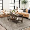 Walnut Coffee Table,Mid Century Modern 39" Rectangle Dark Walnut Coffee Table with Storage Shelves Wooden Accent Center Tea Tabl 4