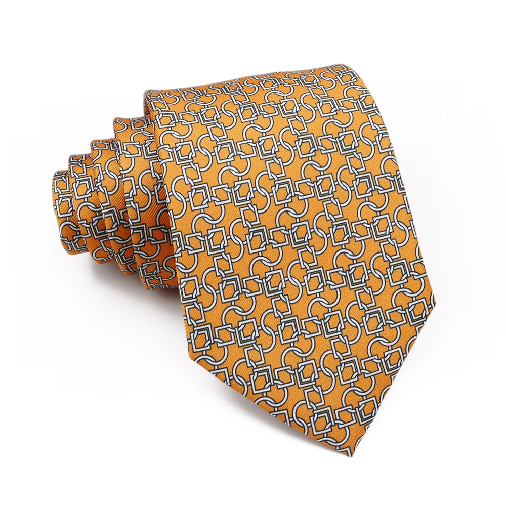 Soft Men's Imitation Silk 52 Colorful 8cm Lines Geometric Patterns Leisure Tie Business Party Gentleman Necktie Accessories Gift