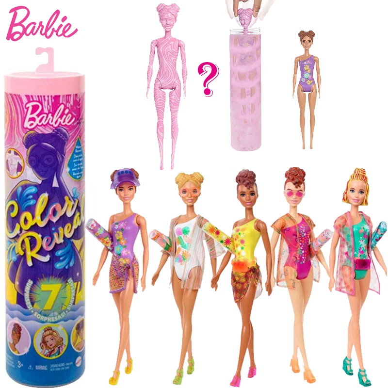 Original Barbie Dolls Color Reveal Doll Accessories Surprise Fashion Baby Girl Toys DIY Playset Kids Toy Discoloration hhw83 mega barbie color reveal dolphin discovery 121 штука 5 лет