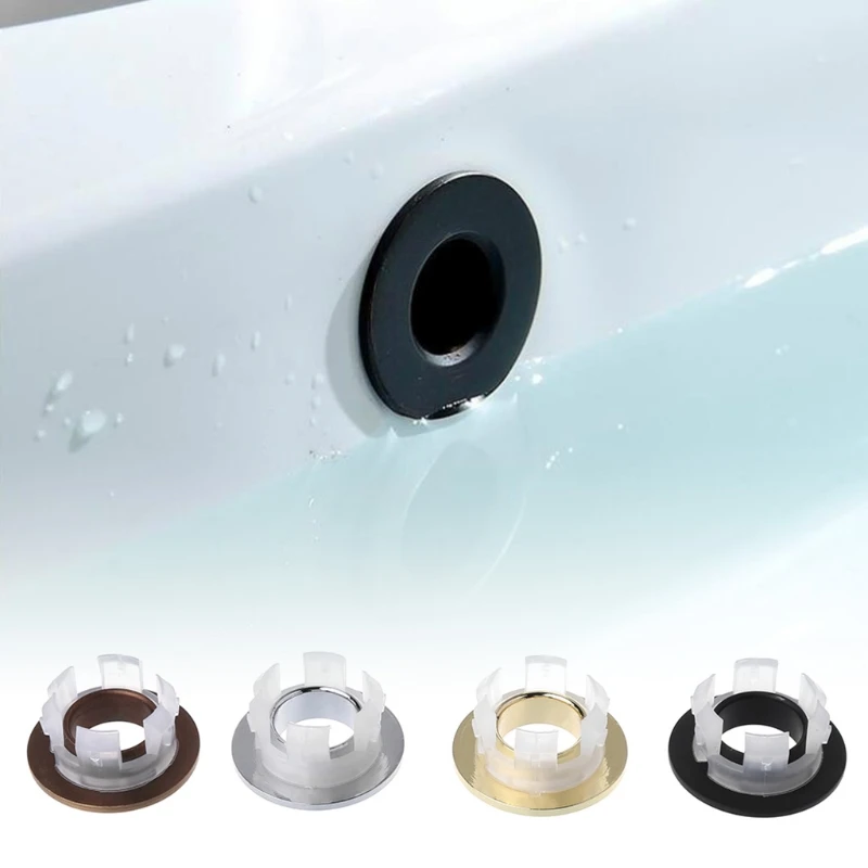 

Bathroom Basin Faucet Sink Overflow Cover Brass Six-foot Ring Insert Replacement For 23-25 mm Round Overflow Hole Durable