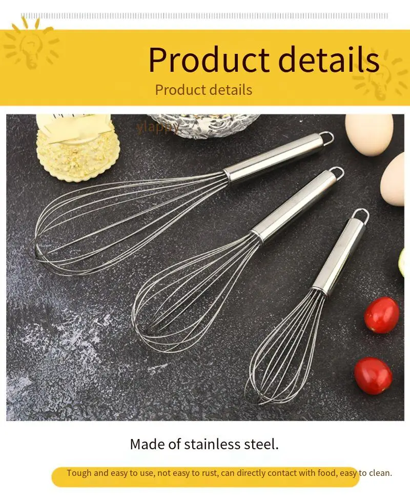 Description Picture 4 of itemstainless steel egg beater manual modern minimalist baking utensils egg cream mixer to send.