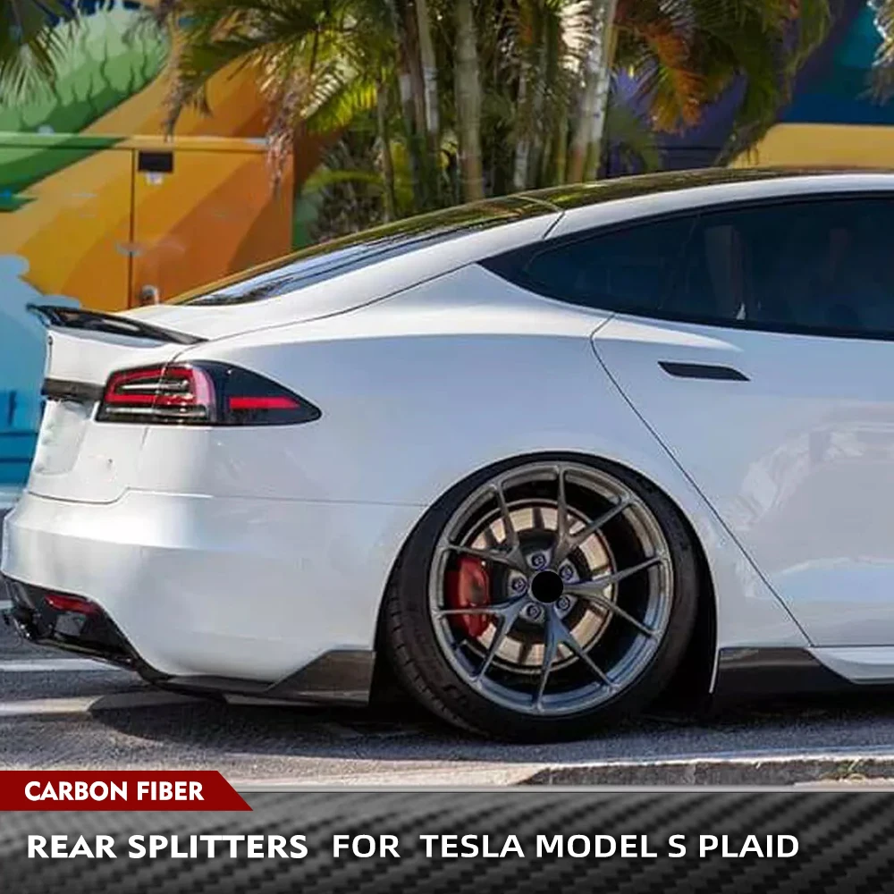

Разветвители для заднего бампера из углеродного волокна для Tesla Model S grid 2021-2023, разветвители для заднего бампера из углеродного волокна