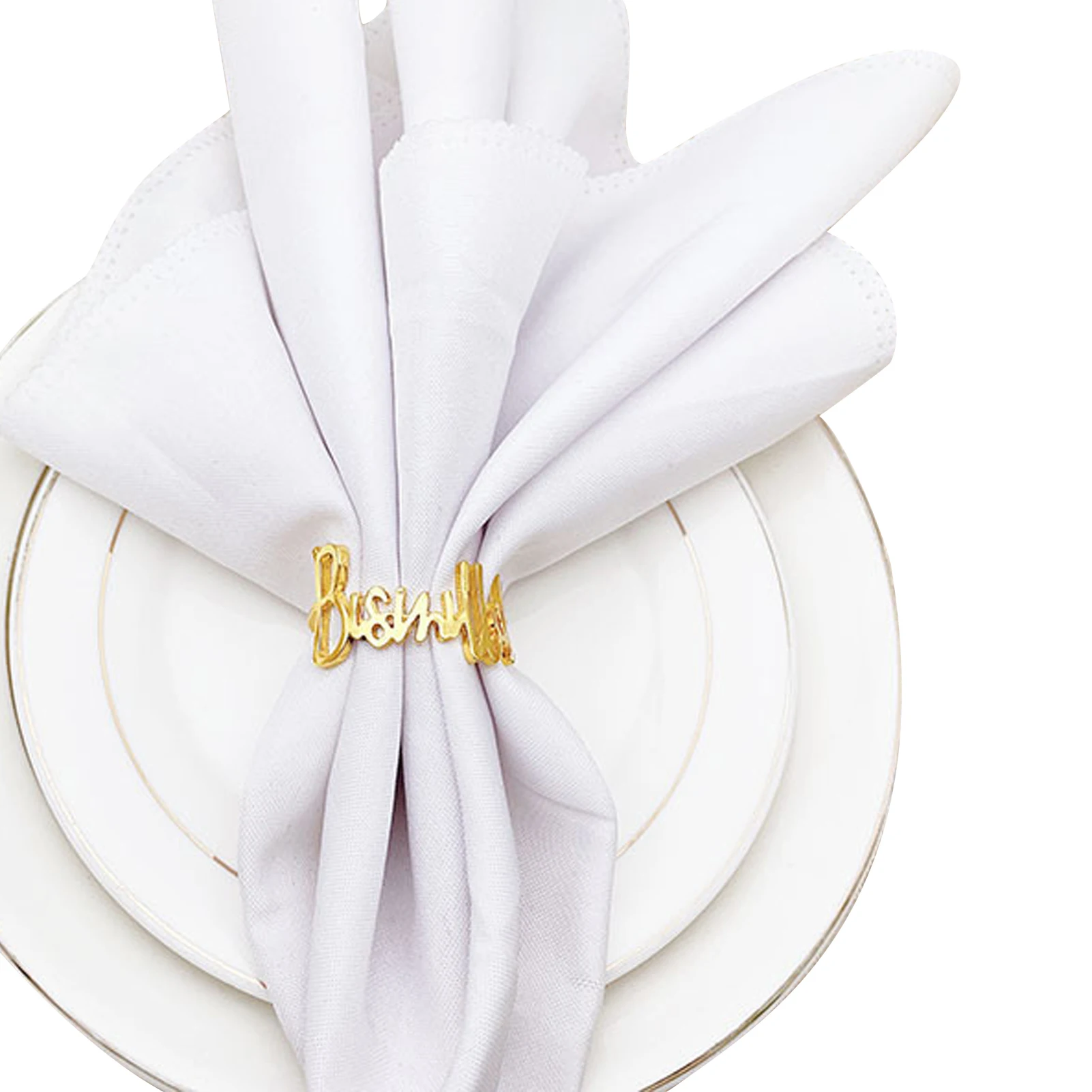 Bismillah Letter Metal Napkin Ring Metal Napkin Ring Holder Set