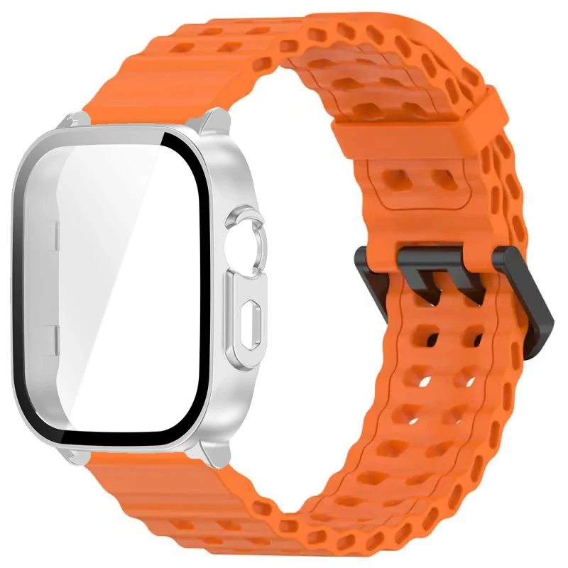 Silicone Band and Protective Case for Smartwatch - Premium Wristband Accessory Set with Screen Protector and Strap