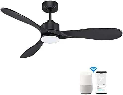 

Smart Ceiling Fans with Lights and Remote,Quiet DC Motor,Outdoor Indoor Black Ceiling Fan,WIFI Alexa App workable,6 Speed,Dimmab