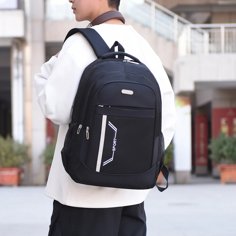 Men's large-capacity travel backpack with laptop compartment - multi-pocket commuter bag, easy to clean, zipper closure