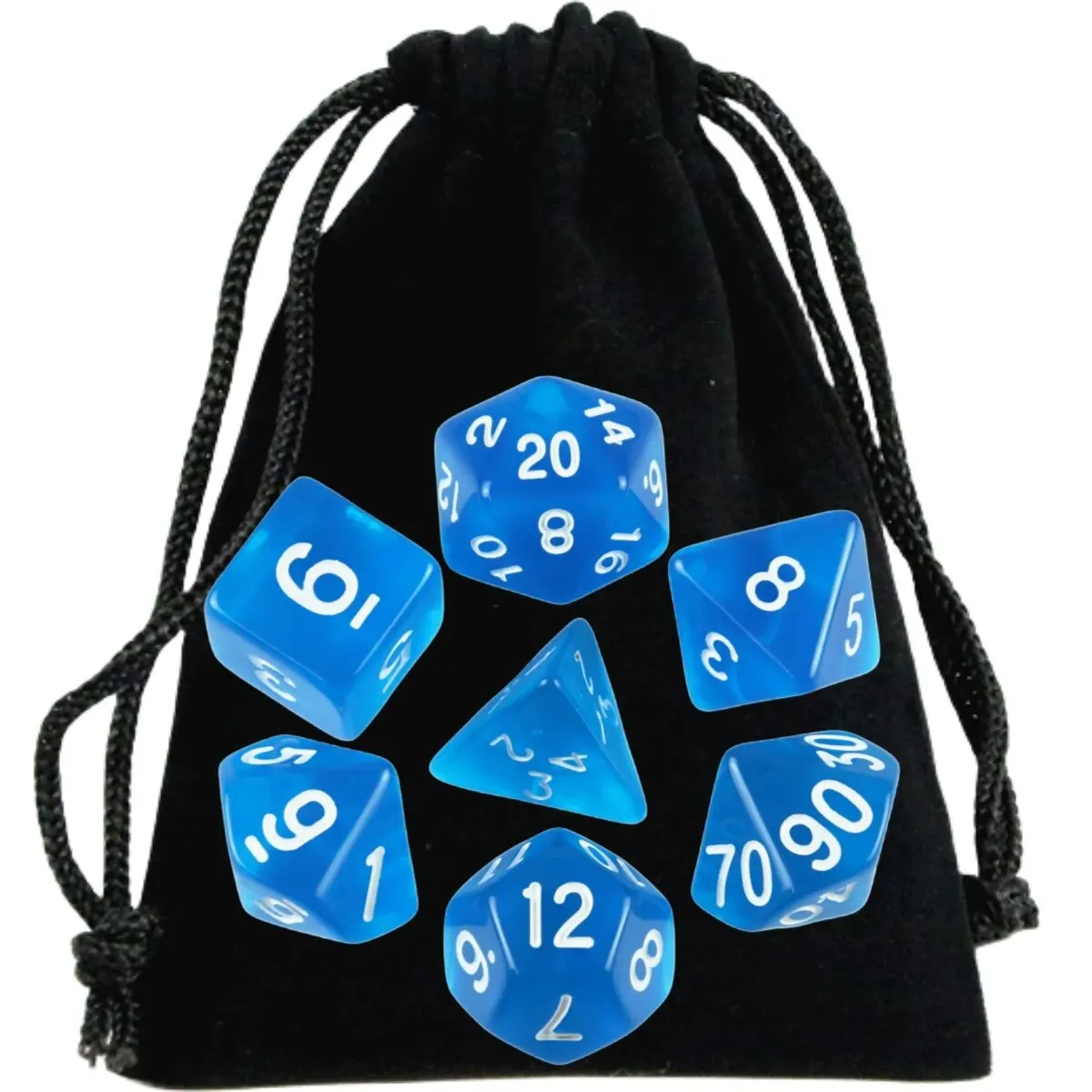 High-Quality Transparent Polyhedral Dice Set in Vibrant Colors for Tabletop and Party Games