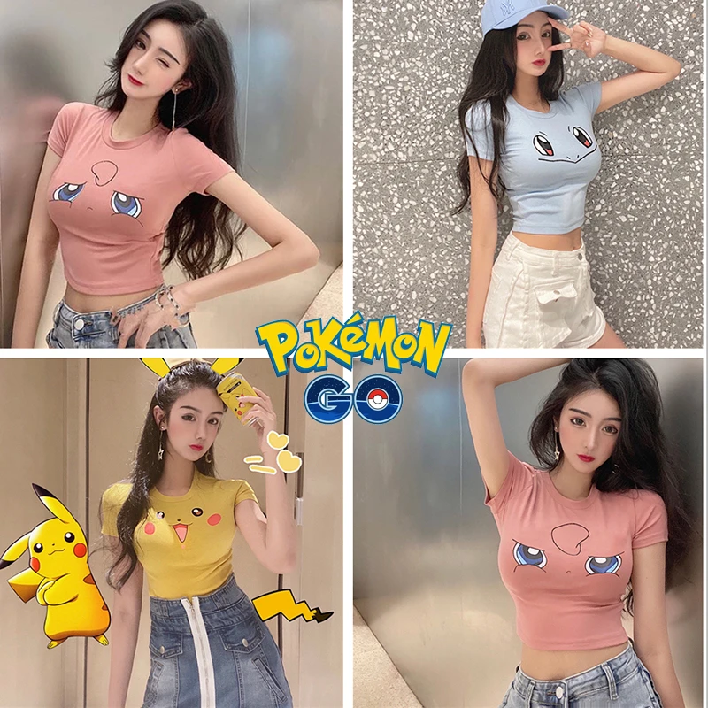 Cartoon Crop Top Pokemon | Shirts Crop Pokemon | Sexy Top Pokemon | Pokemon  Pikachu Crop - Fantasy Figurines - Aliexpress