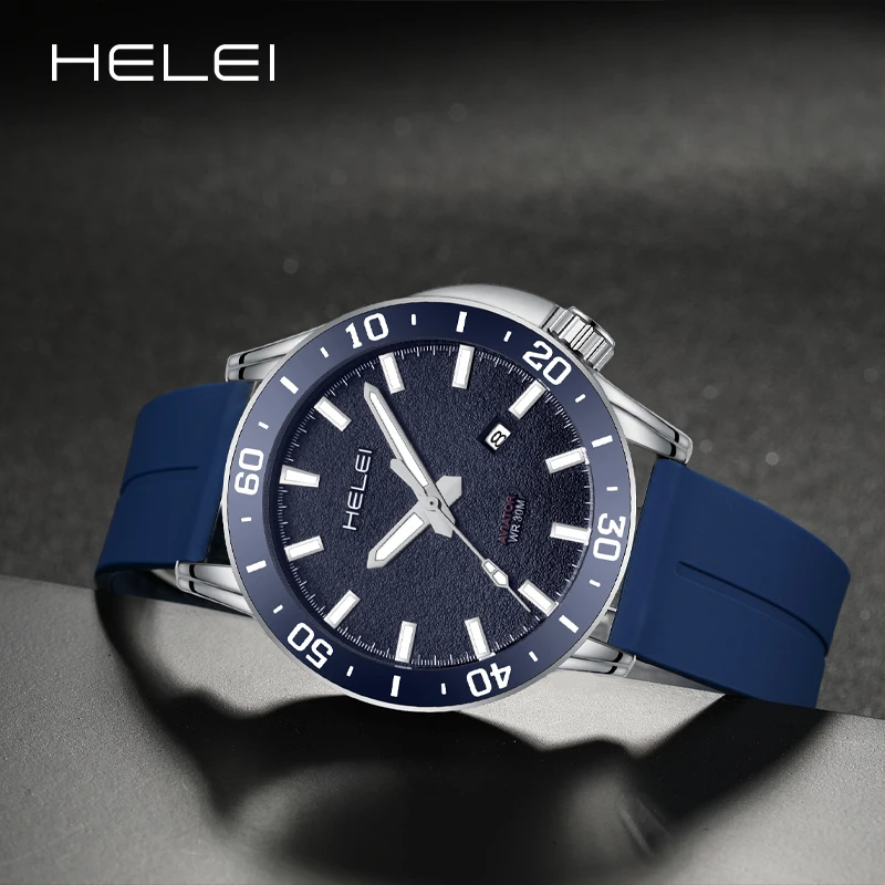 HELEI Men's Quartz Watches Luxury Men's Watches Fashion Silicone Waterproof Watches Luminous Wristwatches Gifts For Men