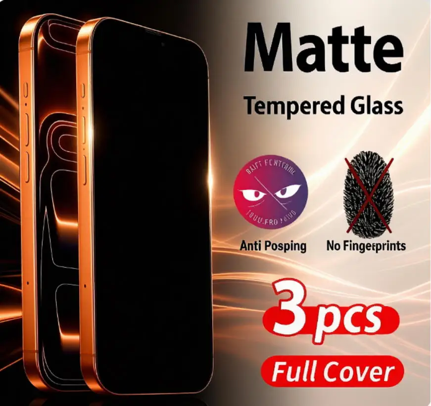 3 Pcs Matte Anti-Peeping Tempered Glass Screen Protector Compatible With IPhone 17 Pro Max/17 Pro/17 Air/17/16 Pro Max/16 Pro/16
