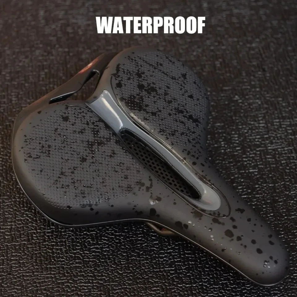 MTB Bike Saddle Breathable Big Butt Cushion Leather Surface Seat