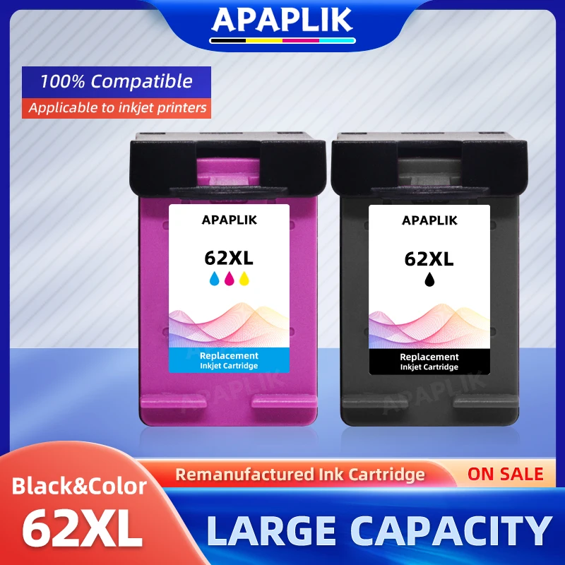 Apaplik Compatibile Cartuccia Di Inchiostro Della Cartuccia Di Ricambio Per Hp 62 62Xl Per Envy 5542 5543 5544 5545 5547 5548 5642 5644